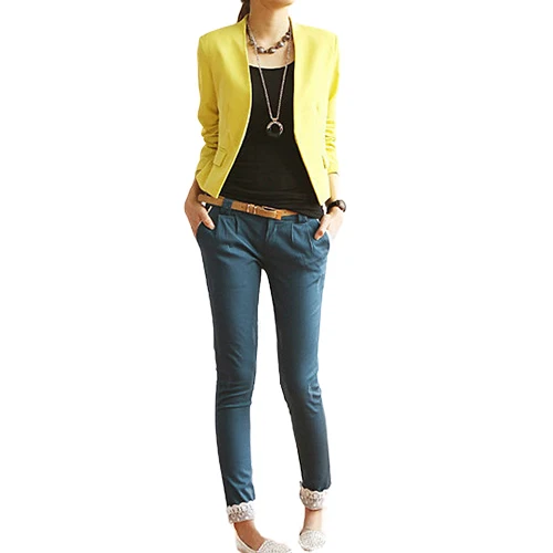 Хит, женский корейский стиль, яркий цвет, однотонный приталенный пиджак, куртка, розничная/, 5AXG 7EY9