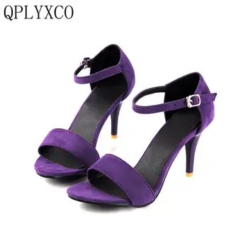

QPLYXCO 2017 New Elegant Big & Small Size 30-47 Women Sandals Peep Toe Thin High Heels Sandals Platform Ladies Shoes 33-2