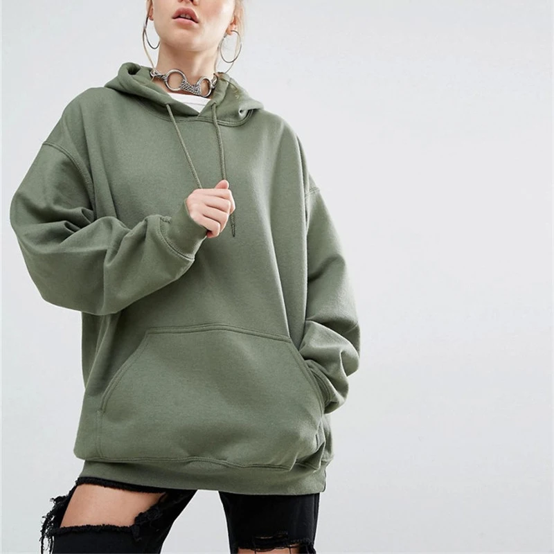 

Women Casual Sweatshirts Tops Autumn Winter Europe America New Loose Solid Color Jumper Hooded Bat Sleeve Hoodies