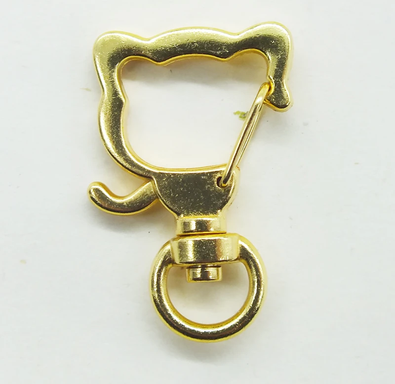 

Hot Sale 22X33MM Cat shape High Quality Zinc Alloy Carabiner Swivel Clasps For Key Ring & Key Chain Rose Gold Tone