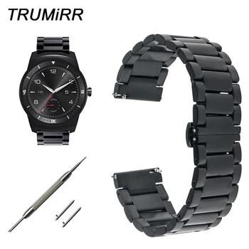 

22mm Watch Band for LG G Watch W100 W110 Urbane W150 Pebble Time Asus Zenwatch 2 Stainless Steel Bracelet Butterfly Buckle Strap