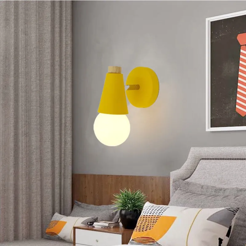 LED simple retro indoor lighting home kitchen study restaurant children's bedroom bedside stairs corridor macaron wall lamp