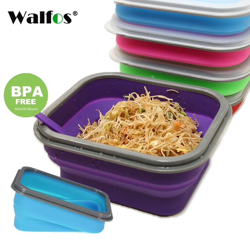 

WALFOS compartment Silicone Collapsible Lunch Box microwave Lunchbox kids bento -thermos lunch box Food Storage Container