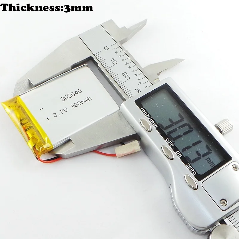 

303040 Battery 3.7V 360mAh for Driving Recorder GPS MP3 MP4 Speaker DVR Electronic Toys Helicopter RC Reader Phone Wireless