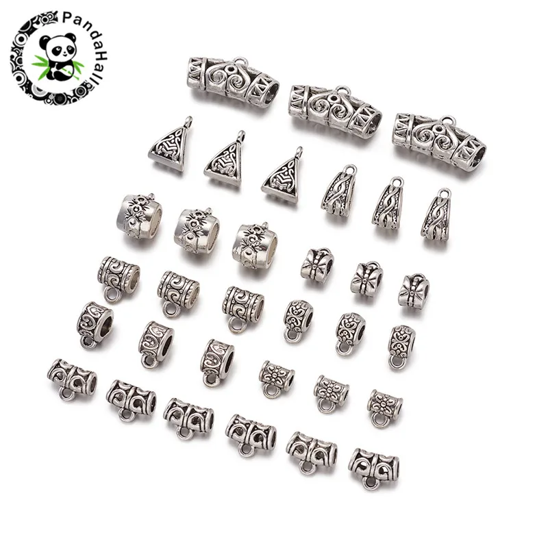 20PCS Tibetan Silver Hangers Charms Links Bracelet Bail Beads Cup Antique Silver