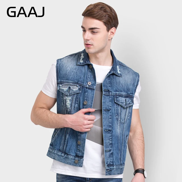 Men Denim Jacket Vintage Brand Clothing Frayed Print Letter Bays Style