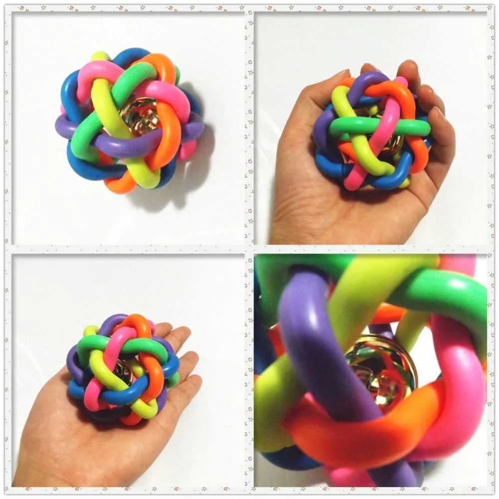 Rinbow цветной для собачки мяч для собак игрушка с колокольчиком для маленьких средних больших собак