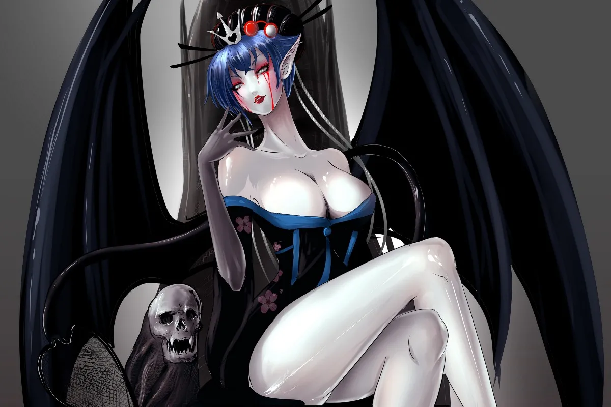 

art succubus kimono skull demonic wings PSG030 wall art canvas fabric poster custom (frame available) room decor home decoration