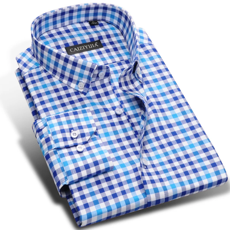 

100% Cotton Fashion Plaid Men Shirts Business Casual Long Sleeve Button Down Collar High Quality Comfort Mens Shirts Slim Fit