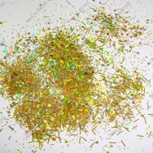 50 грамм x смешанный лазерный золотой(блестящий порошок+ полоски+ шестигранник) блестка Spangles форма для DIY украшения ногтей и блестки для ногтей