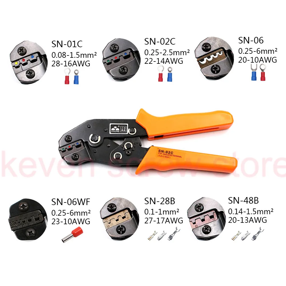 

Crimping Pliers SN-48B SN-28B SN-02C SN-06 SN06WF For 2.8 4.8 C3 XH2.54 3.96 2510 Tube Insuated non Insuated Terminals Mini Tool