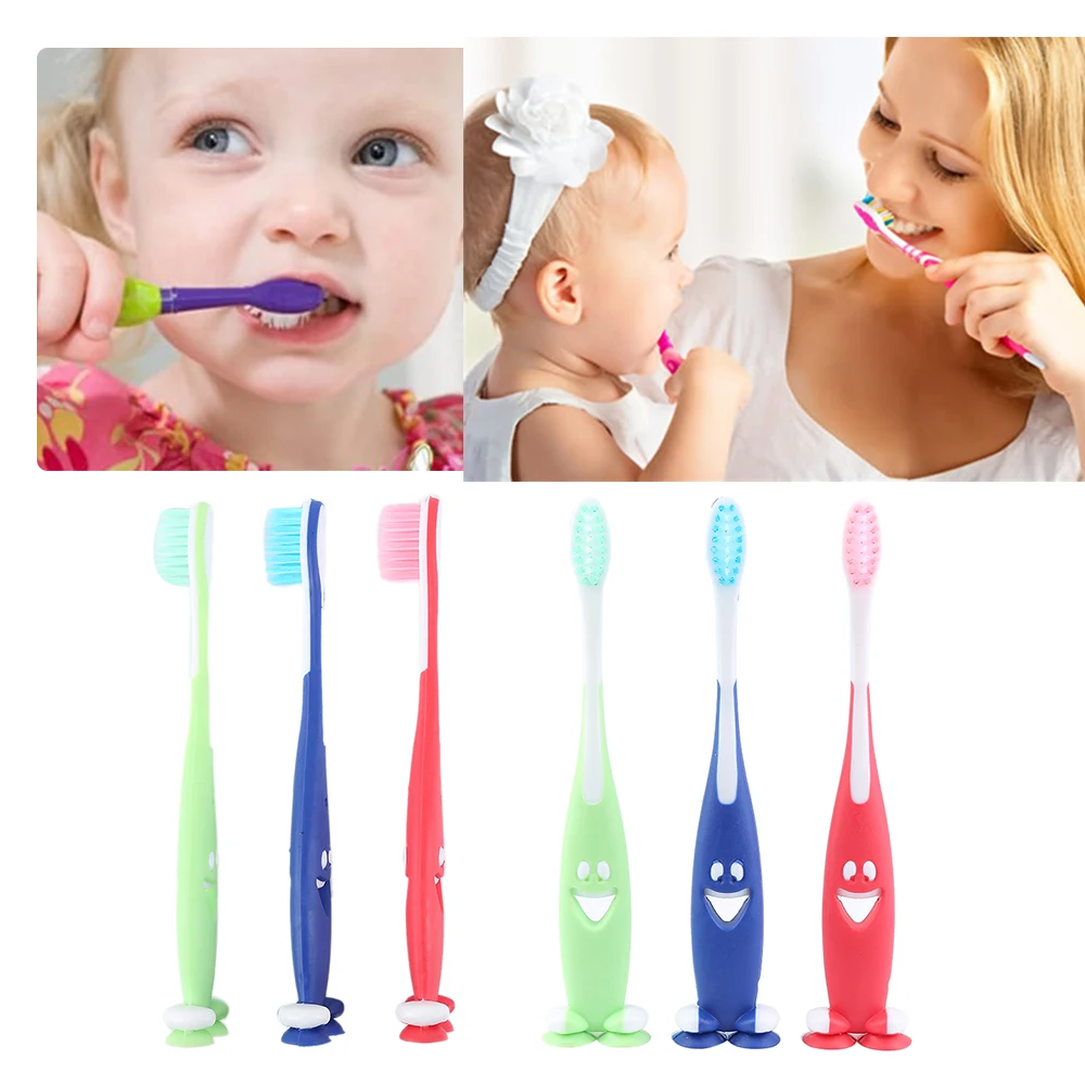 2017 3 pcs Children Toothbrush Toy Cartoon Smile Face Teeth Brush