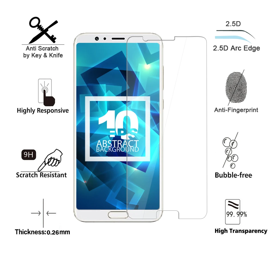WHAY Transparent Protective Glass For Huawei Honor V10 Screen Protector 2.5D 9H Tempered Glass on For Huawei Honor V10 V 10 Film (5)
