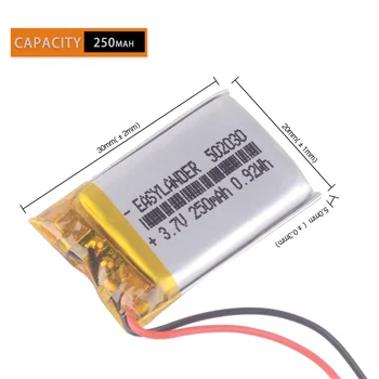 

3pcs/Lot 502030 3.7V 250mAh Rechargeable li Polymer Li-ion Battery For bluetooth headset mouse Bracelet Wrist Watch 052030