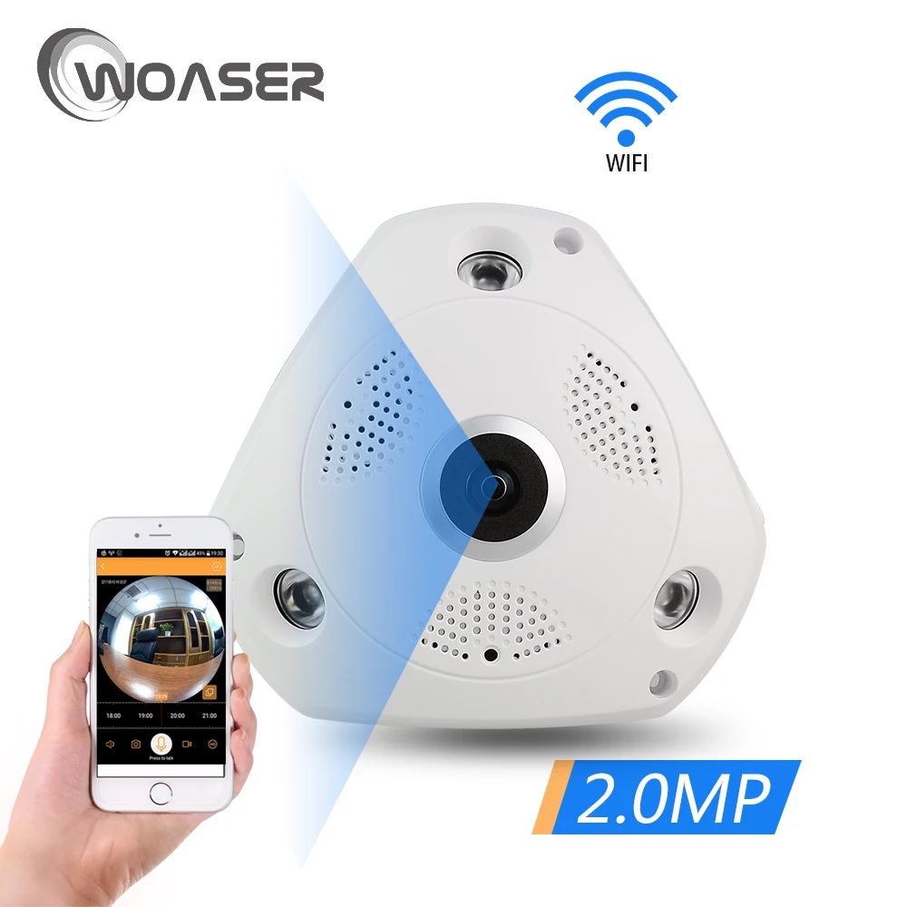 

WOASER 2.0MP FishEye IP Camera 360 degree Full View CCTV Camera 1080P 1.44MM Lens Network Home Security WiFi Camera Panoramic