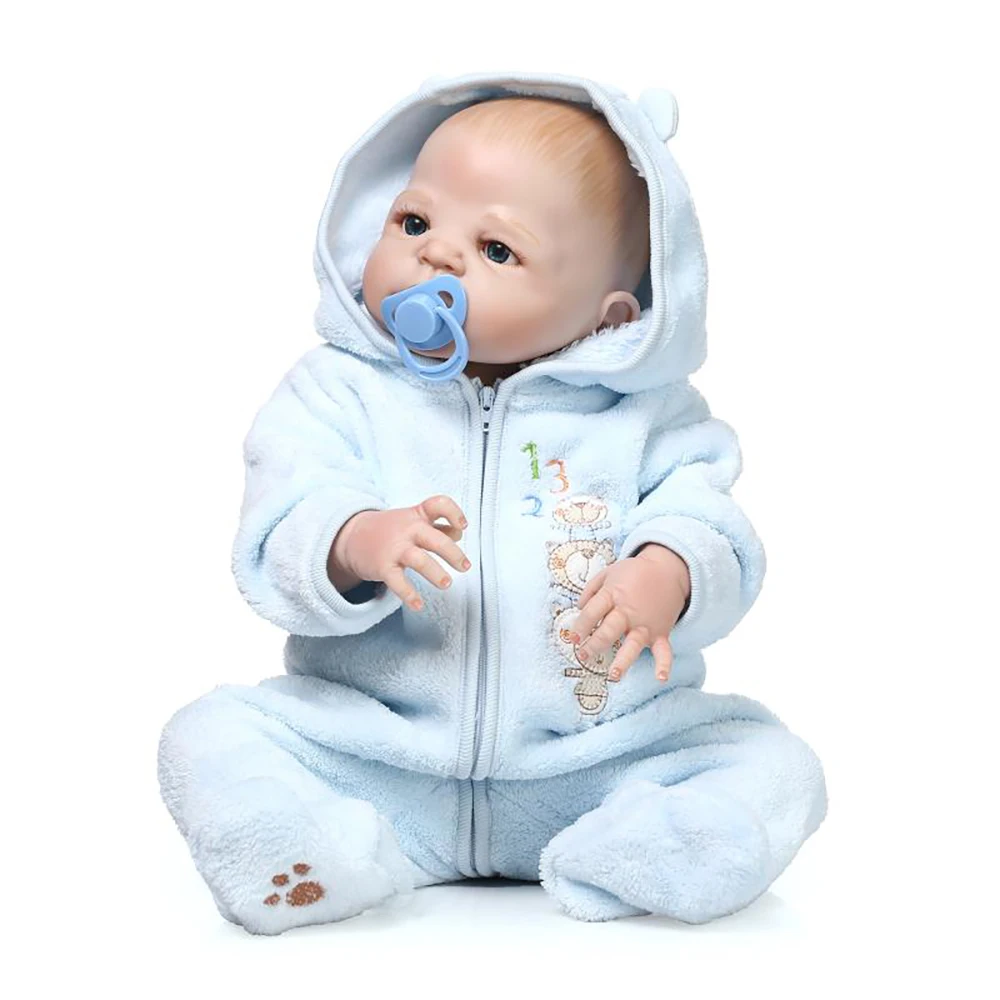 57 см полный Силиконовый reborn baby Игрушки Куклы как живые Новорожденные Мальчик