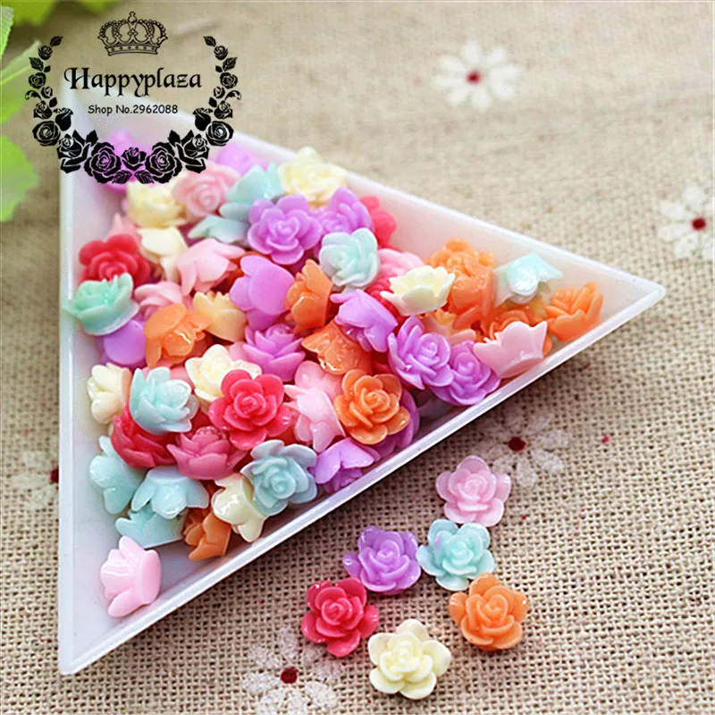 

100pcs 8mm Mix Colors Resin Little Flower Flat Back Cabochon DIY Nail Jewelry/Phone Decoration