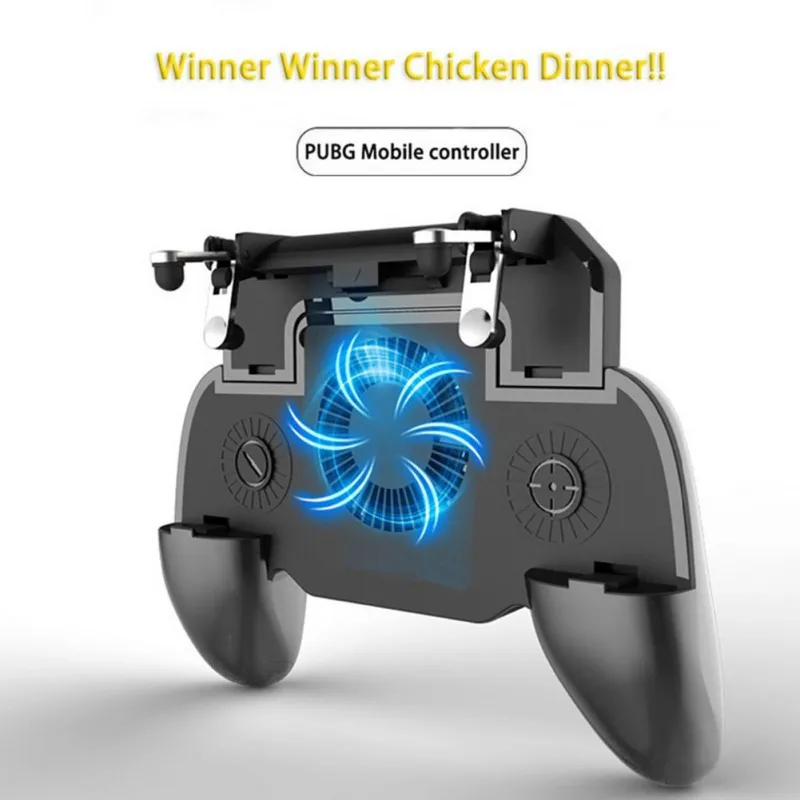 For PUBG Controller Gamepad Mobile Trigger L1R1 Shooter Joystick Game Pad Phone Holder Cooler Fan with 2000mAh Power Bank