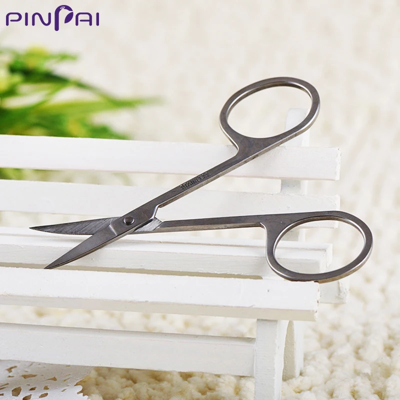 Professional 2PCS Stainless Steel Nail Scissors Manicure Scissors Eyebrow Nose Hair Nail Art Cuticle Curved Scissors 3