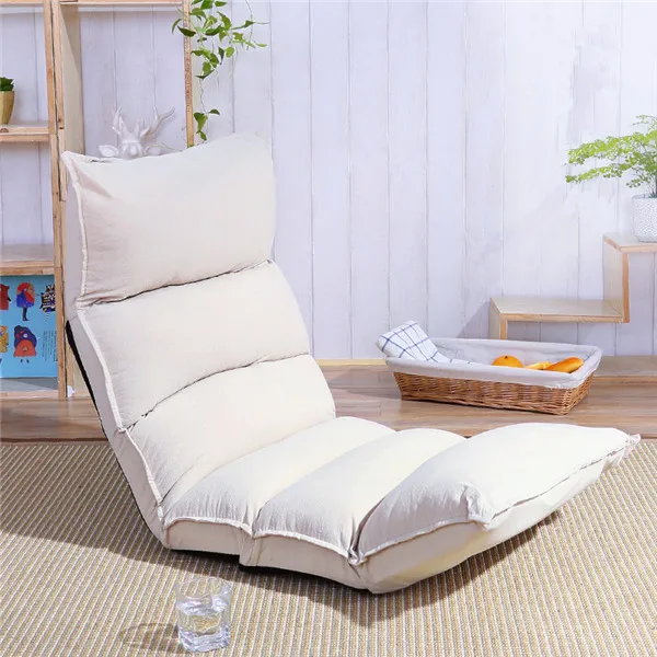 Сон шезлонг японский стул без ножек Гостиная мебель для отдыха японский диван кресло 5 положение регулируется полулежащий шезлонг Lounge кушетка - Цвет: Beige Color
