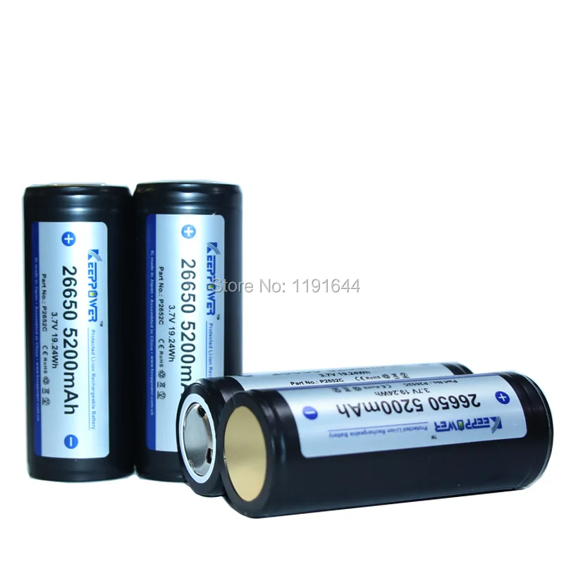 2 шт./лот,, Keeppower 3,7 V ICR 26650 5200 mah, защищенный аккумулятор