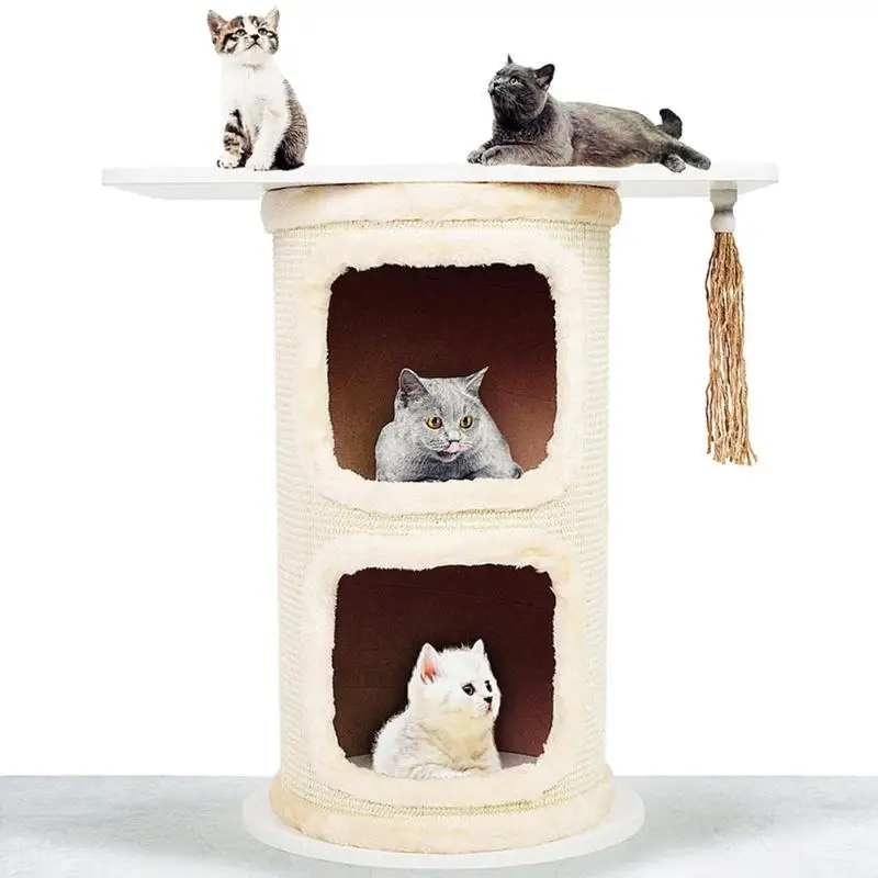 

Double Tree Holes Cat Tree Sisal Barrel Cat Tower Cats Climbing Frame E5M1