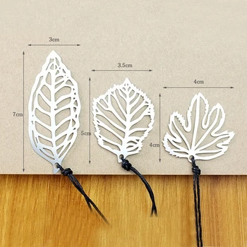 

The original hot modern minimalist leaves creative business gifts lanyard metal hollow bookmark 4 pcs/pack Style random send
