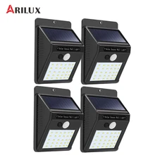 ARILUX 4 шт. водонепроницаемый 30 светодиодный Солнечная Панель мощность PIR датчик движения настенный светильник безопасности беспроводной Путь Двор сад забор ночной Светильник