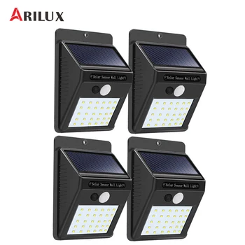 

ARILUX 4PCS Waterproof 30 LED Solar Panel Power PIR Motion Sensor Wall Lamp Security Wireless Path Yard Garden Fence Night Light