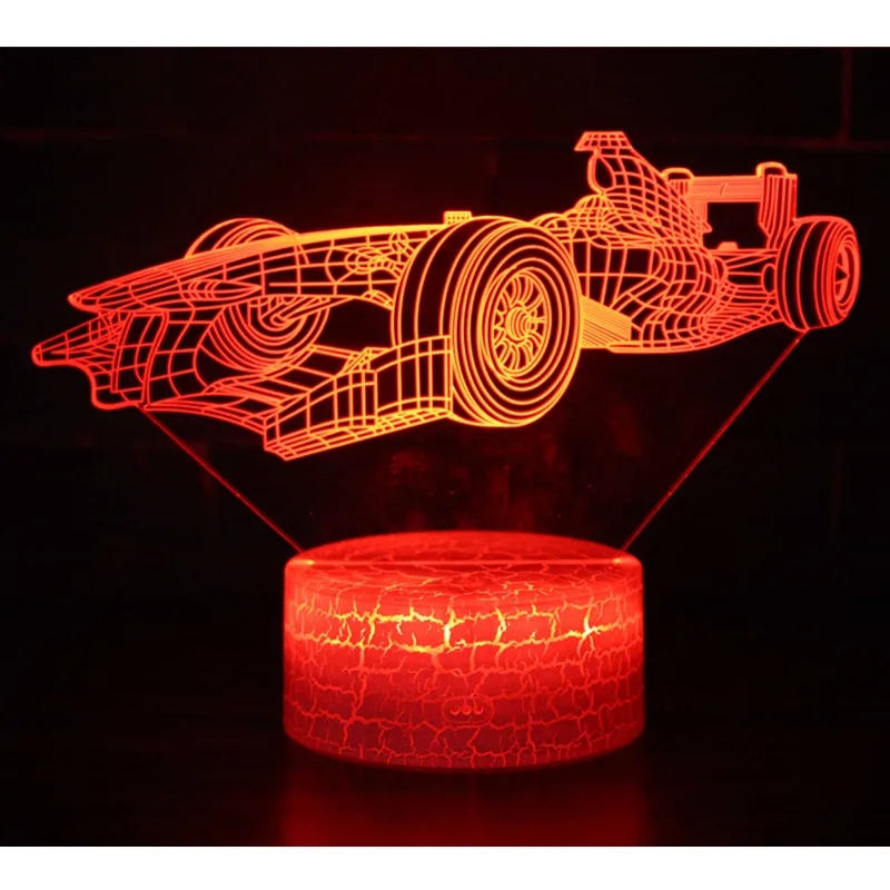 Крутая супер Автомобильная 3D визуальная лампа светится в темноте гоночный