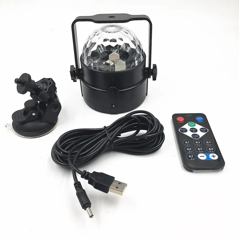 

IR Remote RGB LED Crystal Magic Rotating Ball Stage Light 4m USB 5V Colorful ktv DJ light disco light Party Effect Light