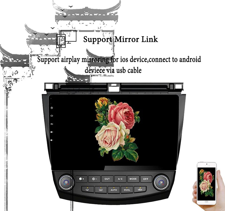 Android 9 0 автомобильный dvd 1024*600 gps мультимедийный плеер для Honda Accord 7 2003 2007 НАВИГАЦИЯ