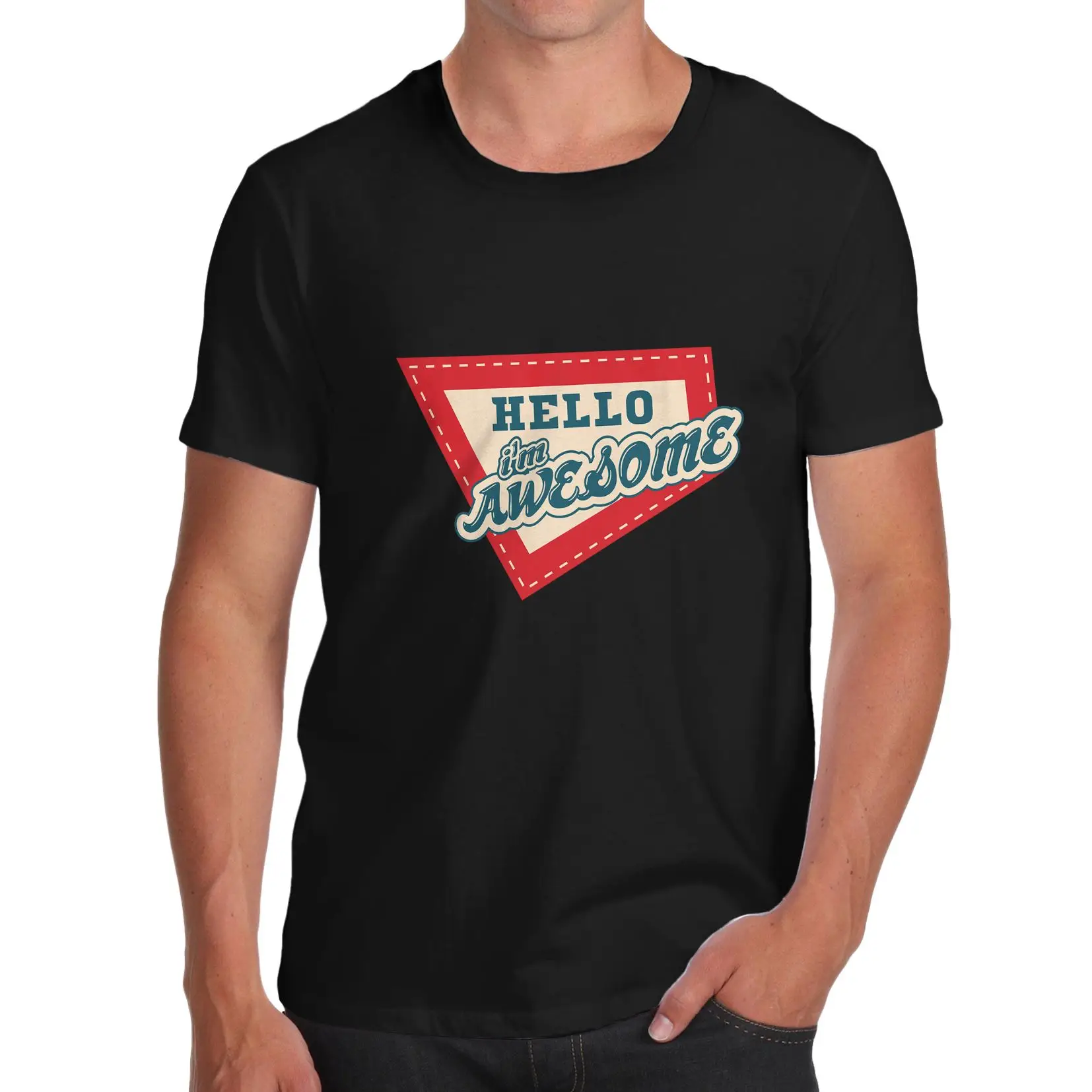 Twisted Envy Men's Hello I'm Awesome Funny T-Shirt Cool Casual pride t shirt men Unisex New Fashion tshirt Loose Size top ajax |