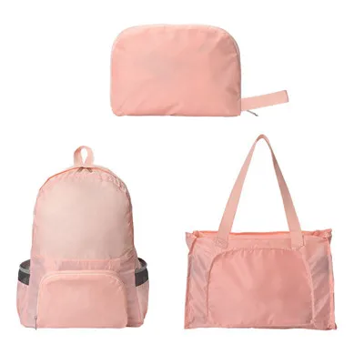 Сверхлегкий унисекс складной рюкзак для мужчин и женщин путешествия водонепроницаемый полиэстер портативный многофункциональный школьные сумки на плечо - Цвет: Розовый
