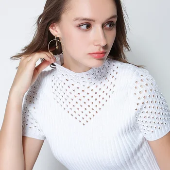 

2019 Spring and summer for new style cashmere sweater short sleeved O type pure color sweater vest Air conditioning sweater