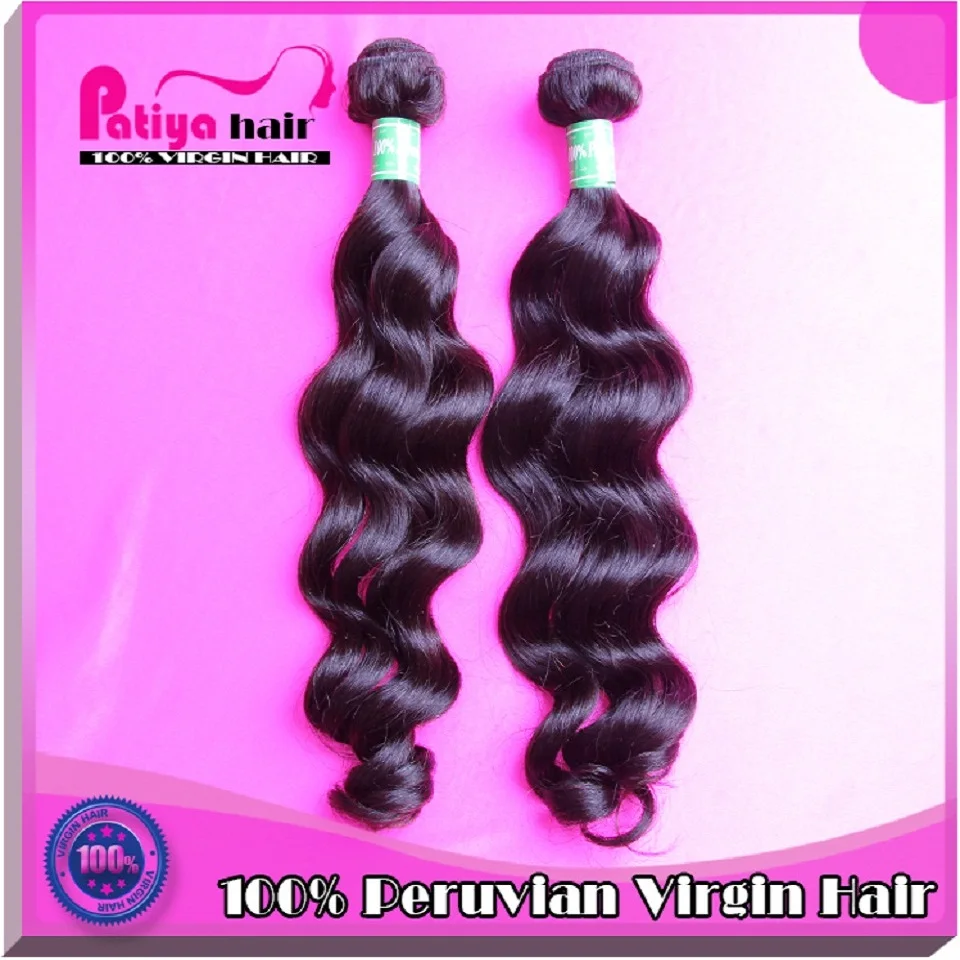 New design Peruvian virgin hair wavy hair weave 2 bundles mixed length