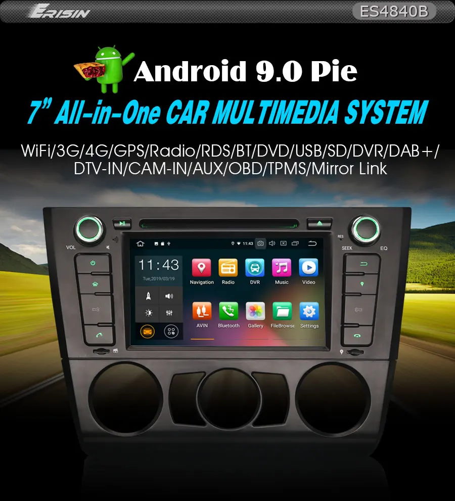 Discount Erisin ES4840B 7" Car Radio Android 9.0 Quad core 2G RAM PX30 DVR DAB GPS for  E81 E88 6