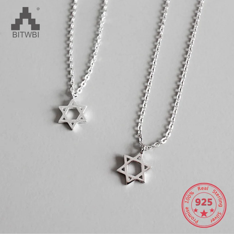 

Hot Sale Korea Style Trendy Hollow Hexagram Star Pendant Necklace 925 Sterling Silver Fine Jewelry for Women Jewelry