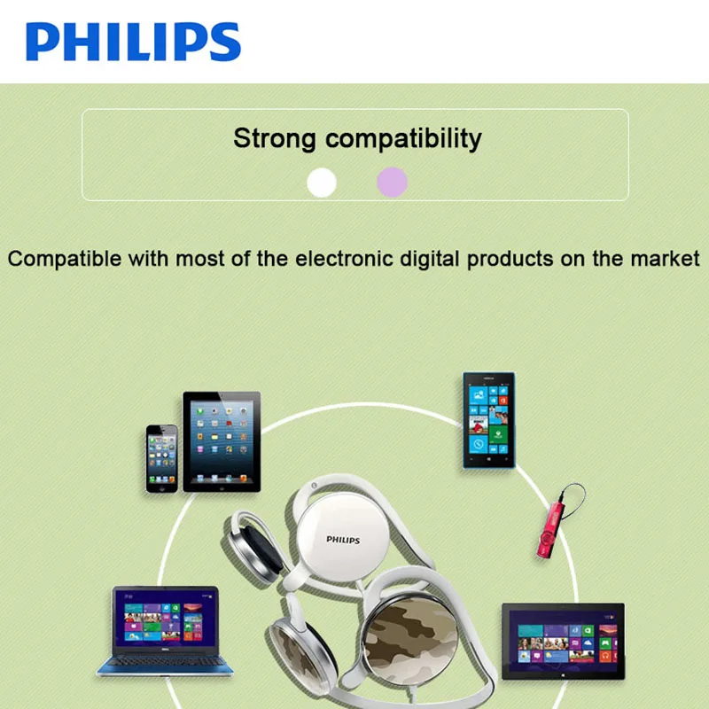 Philips SHM6110U проводное управление гарнитура с 3,5 мм разъем микрофон бас наушники для музыки телефон официальная сертификация