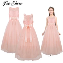 Подростков летнее, без рукавов, цветочный кружевное фатиновое платье для девочек в цветочек, платья в горошек для свадьбы, детское Пышное вечернее платье Цветочное платье на первое Платья для причастия