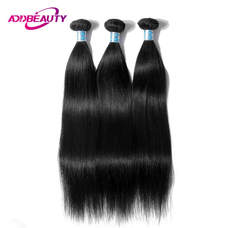 

AddBeauty Straight Peruvian Unprocessed Virgin Human Hair Weave Bundle 1 Piece Natural Color For Black Women Salon Double Weft