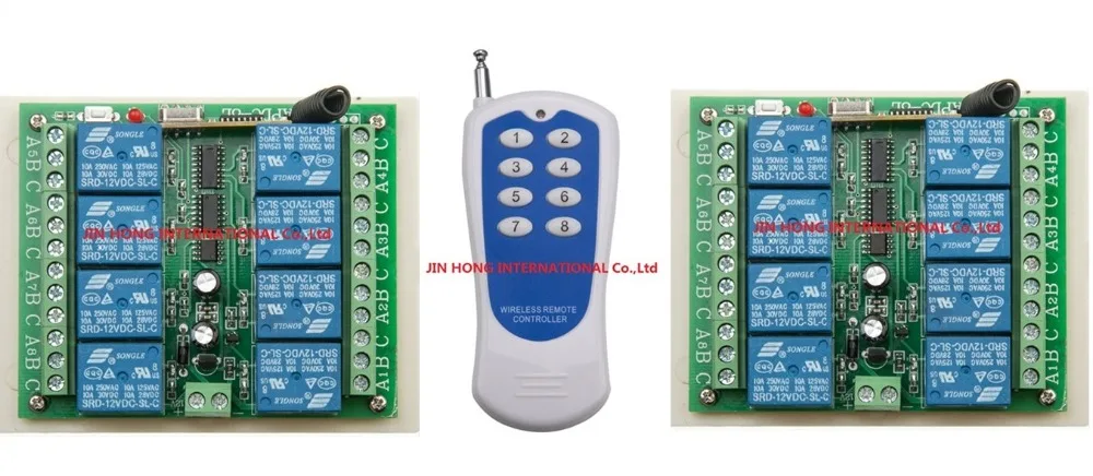 

New DC12V 8CH RF Wireless Remote Control Switch system /1pcs transmitter and 2pcs receiver/RF controller and remote control