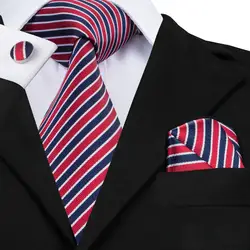 Новое поступление полосатый галстук 8,5 см Ширина Multi Цвет шеи галстук Ханки Запонки Набор для Бизнес Свадебная вечеринка SN-512