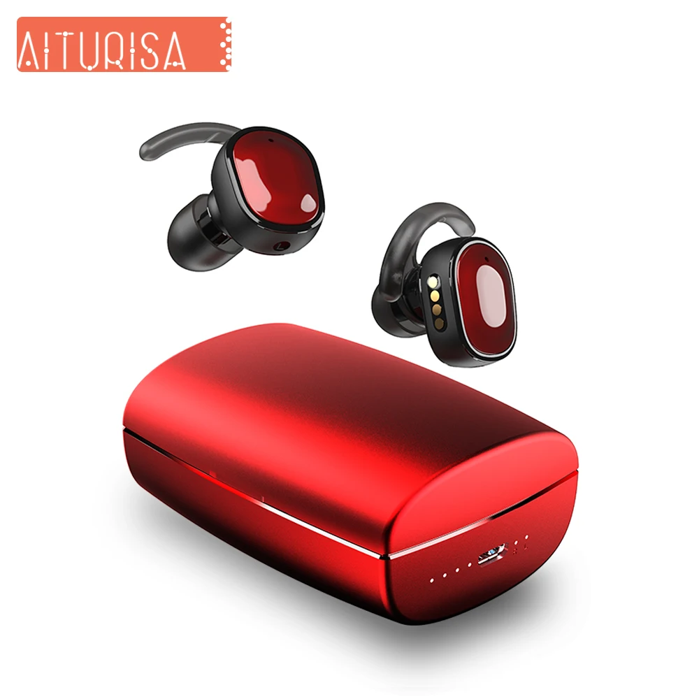 

Wireless Earbud 60 Hour Playtime Bluetooth 5.0 IPX7 Waterproof TWS Mono APTX Stereo Headphones in-Ear Built-in Mic Premium Sound