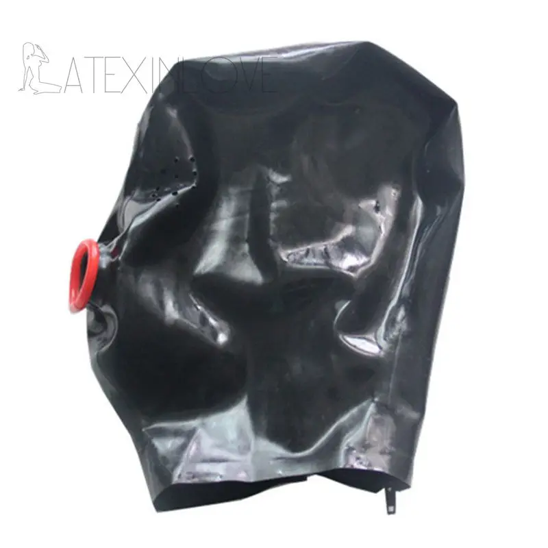 Sexy-Black-Latex-Hood-Mask-Fetish-Open-Red-Condom-Mouth-with-Small-Holes-Eyes -1