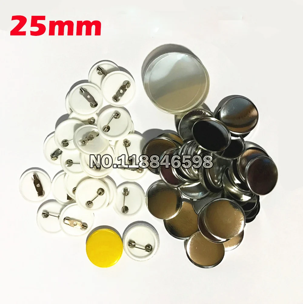 

NEW Professional 1" 25mm 100 Sets All Steel Badge Button Maker Pin Back Plastic Pinback Button Supply Materials