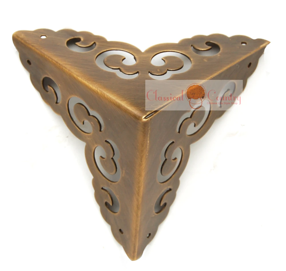 6.5CM(2.56'') Trunk Brass Corners Plates for Chinese Furniture Hardware Jewelry Box