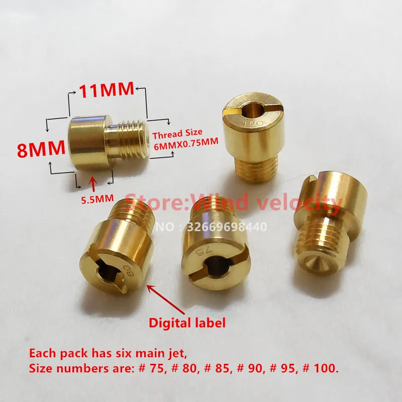 Brass Main Jet Slot Head Type suit Mikuni Carburettors Carb various sizes