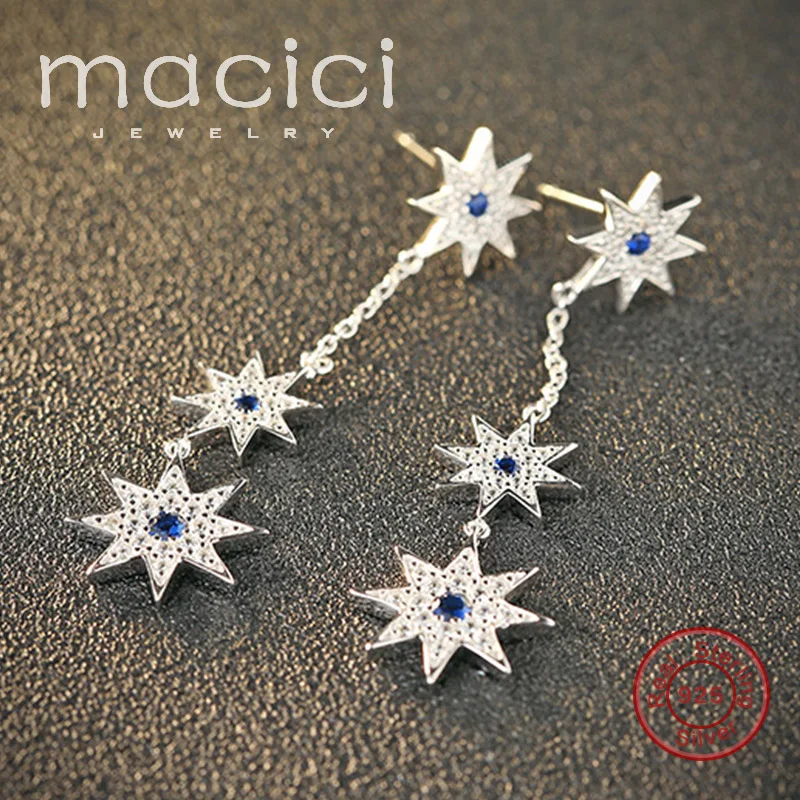 Female Sterling Silver Jewelry Trendy Dangle Earring with Star-Like Shine for Wedding Party 2017 (DW109)
