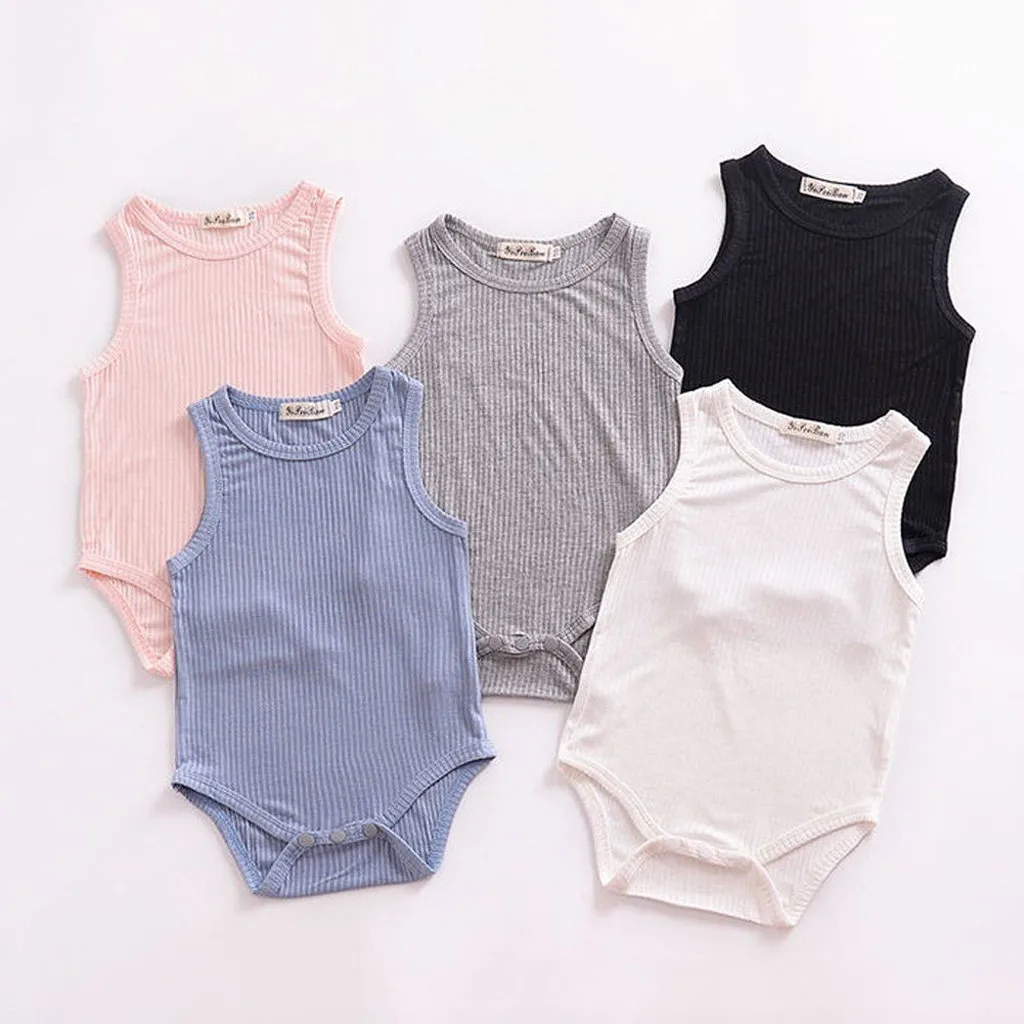 

Toddler Baby Kids Girls Romper Sunsuit Jumpsuit Boys Sleeveless Solid Stripe Newborn Baby Clothes Summer Romper Jumpsuit Outfits